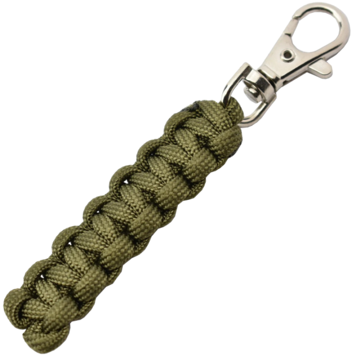 Max Knives MKPCK — Porte-clés en paracorde tressée kaki, mousqueton 10 mm