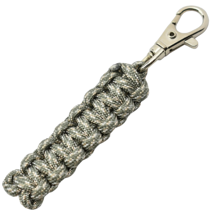 Max Knives MKPCKM — Speckled khaki paracord keyring, 10 mm carabiner