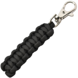 Max Knives MKPCN — Black braided paracord keyring, 10 mm carabiner