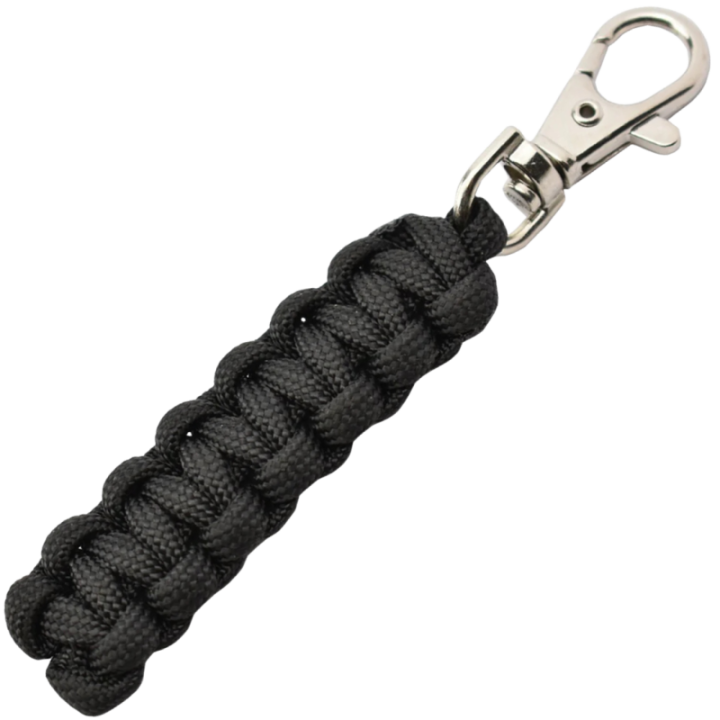 Max Knives MKPCN — Black braided paracord keyring, 10 mm carabiner